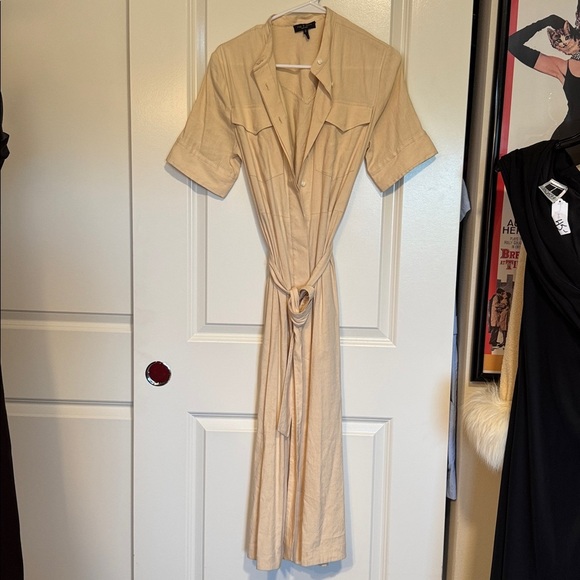 Rag & Bone Selma Midi Shirt Dress in Khaki Tan Size Large - Picture 8 of 16